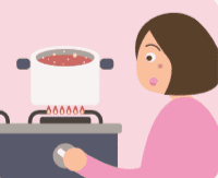 가스 불이 붙었는지 확인하는 그림