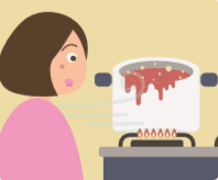 국물이 넘치는지 지켜보는 그림