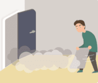 바닥중심으로 환기를 하는 그림