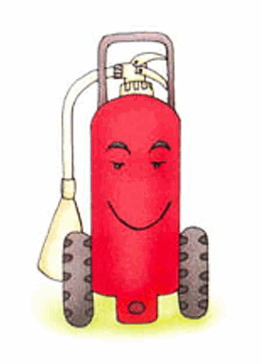 바퀴가 달려있는 대형 소화기 그림